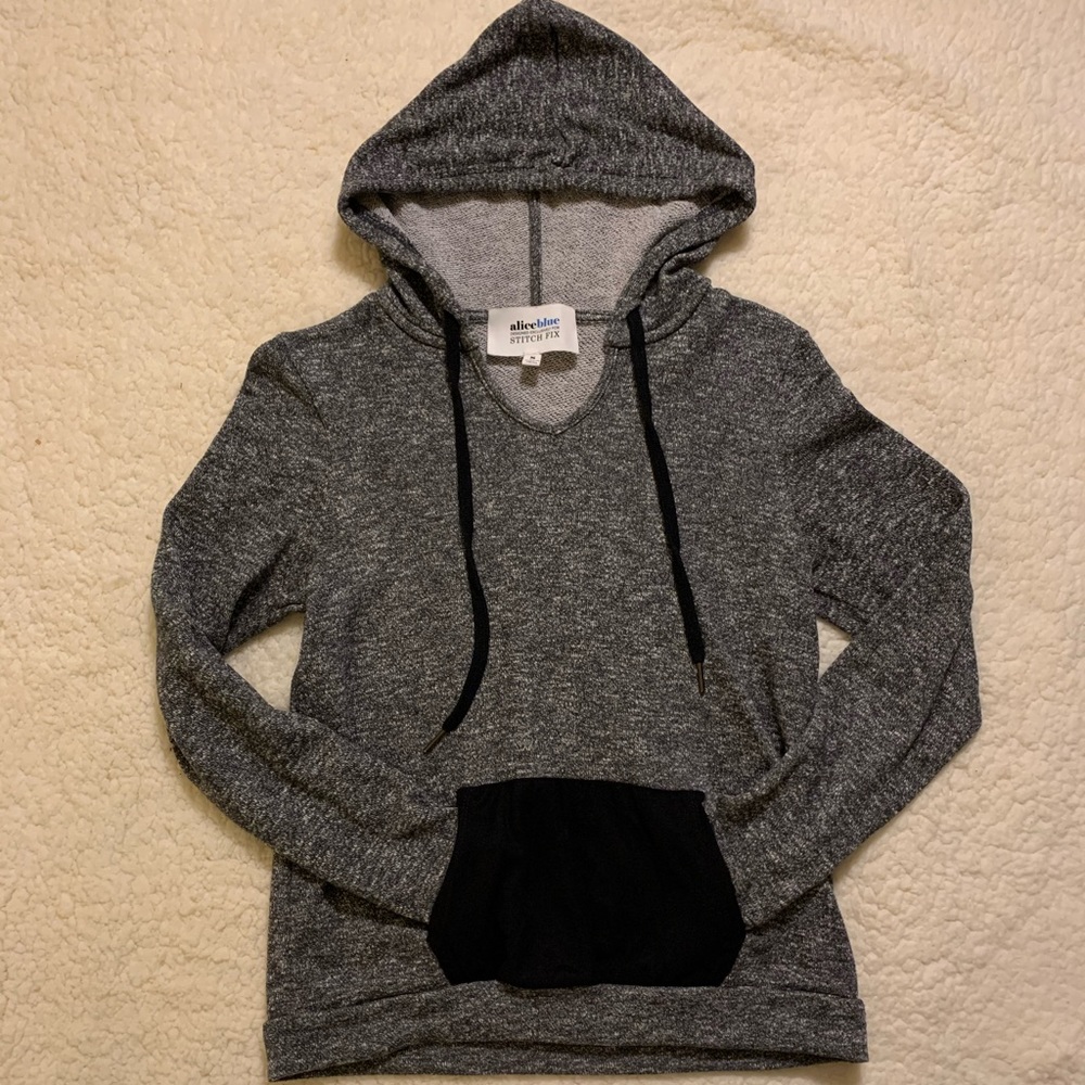 Alice Blue Hoodie, Suede Pocket, Size Small